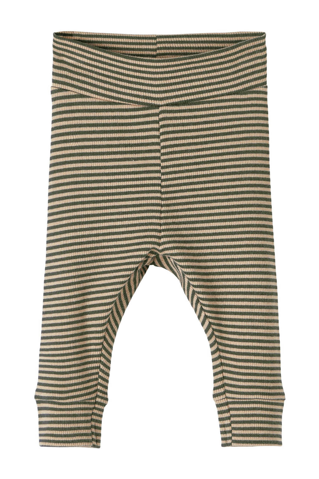 Donkergroen en zandkleurige jongens NAME IT BABY baby gestreepte broek van duurzaam stretchkatoen met elastische tailleband
