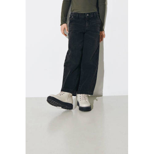 KIDS ONLY GIRL wide leg jeans KOGCOMET zwart Meisjes Denim Effen - maat 128 afbeelding