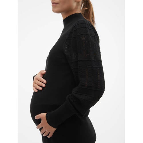 VERO MODA MATERNITY zwangerschapstop VMMFELIPA van gerecycled polyester zwart Dames Gerecycled polyester (duurzaam) Opstaande kraag S
