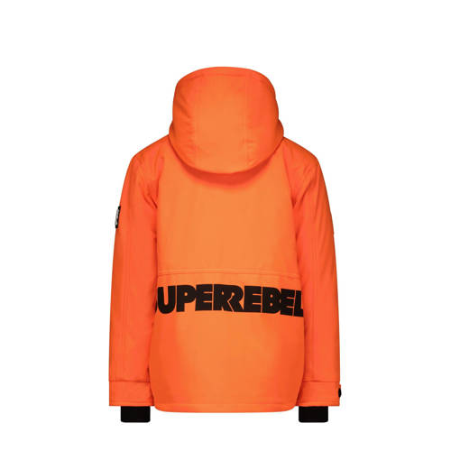 SuperRebel ski-jack oranje Skijack Jongens Gerecycled polyester (duurzaam) Capuchon 128