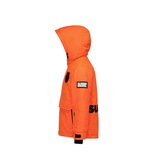 SuperRebel ski-jack oranje Skijack Jongens Gerecycled polyester (duurzaam) Capuchon 128