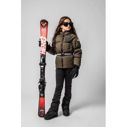 SuperRebel ski-jack donkergroen Skijack Meisjes Gerecycled polyester (duurzaam) Capuchon 128