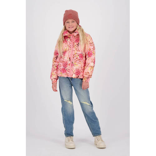 Vingino gewatteerde winterjas Thalia met all over print roze Meisjes Polyester Opstaande kraag