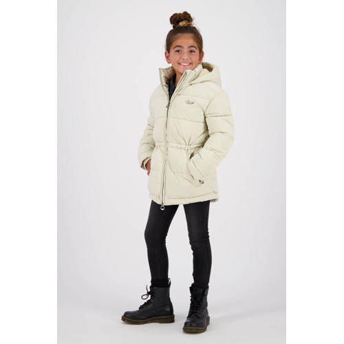 Vingino gewatteerde winterjas Talima grijsbeige Meisjes Polyester Capuchon