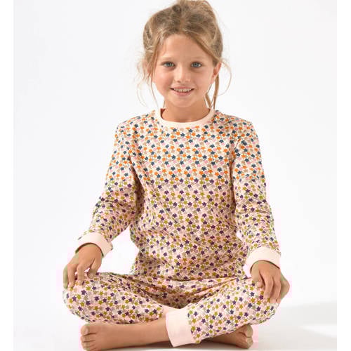 Little Label pyjama met biologisch katoen roze multicolor All over print 146