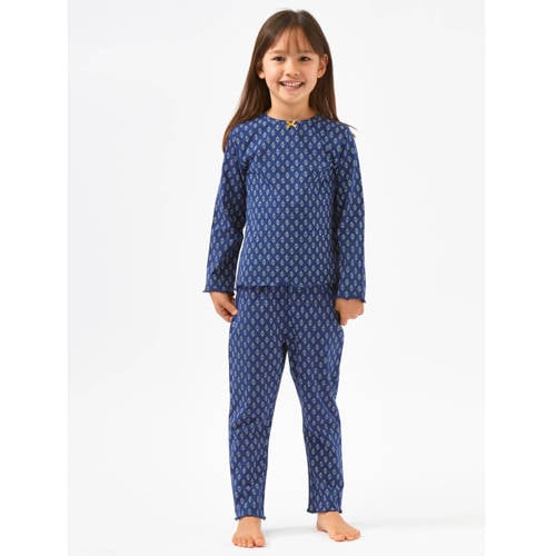Little Label pyjama met all over print donkerblauw Meisjes Stretchkatoen Ronde hals - 110