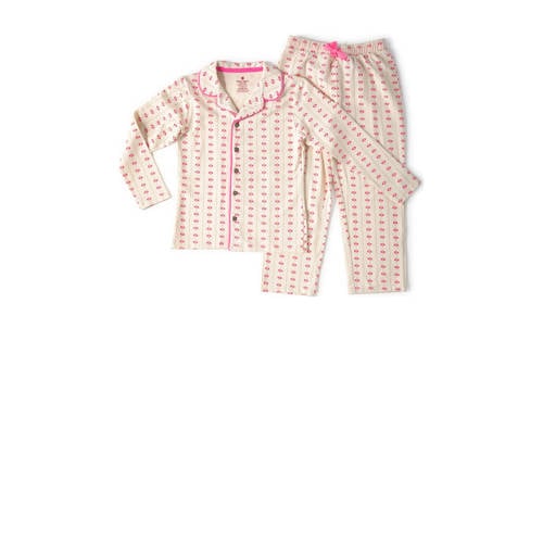 Little Label pyjama met all over print roze/beige Meisjes Stretchkatoen Reverskraag - 110