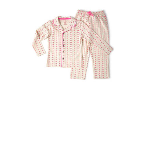 Little Label pyjama met all over print roze/beige Meisjes Stretchkatoen Reverskraag