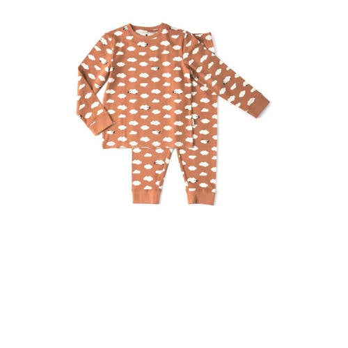 Little Label pyjama met all over print bruin/wit Jongens Stretchkatoen Ronde hals - 110
