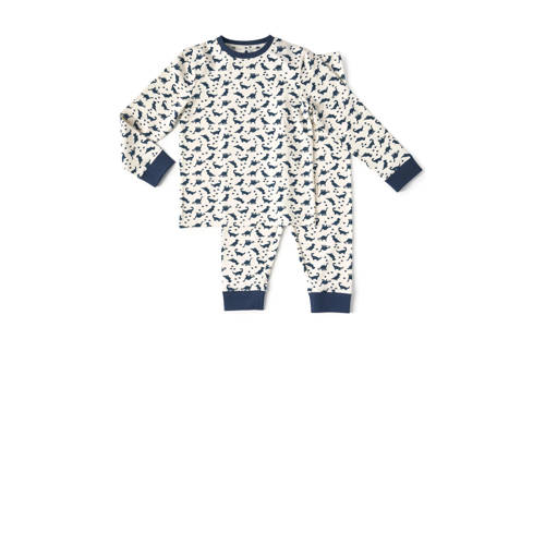 Little Label pyjama met all over print wit/donkerblauw Jongens Stretchkatoen (duurzaam) Ronde hals 