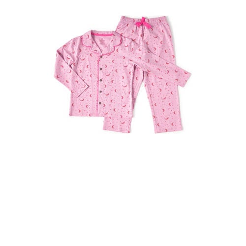 Little Label pyjama met all over print roze/donkerroze Meisjes Stretchkatoen Reverskraag - 110