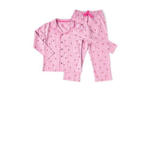Little Label pyjama met all over print roze/donkerroze Meisjes Stretchkatoen Reverskraag