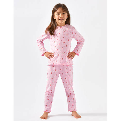 Little Label pyjama met all over print roze/donkerroze Meisjes Stretchkatoen (duurzaam) Ronde hals 