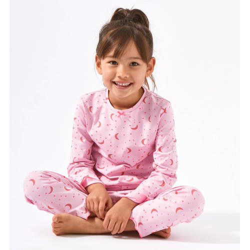 Little Label pyjama met all over print roze donkerroze Meisjes Stretchkatoen Ronde hals 110