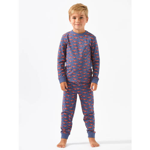 Little Label pyjama met all over print blauw/rood Jongens Stretchkatoen (duurzaam) Ronde hals 