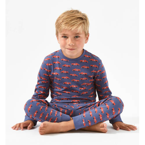 Little Label pyjama met all over print blauw rood Jongens Stretchkatoen Ronde hals 110