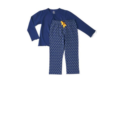 Little Label pyjama met all over print donkerblauw Meisjes Stretchkatoen Ronde hals - 110