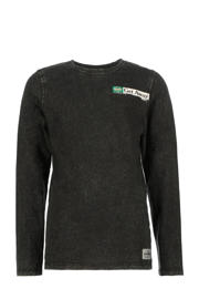 thumbnail: Zwarte jongens Vingino longsleeve Jinject van katoen met effen, lange mouwen en ronde hals