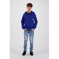 thumbnail: Blauwe jongens Vingino sweater Nitilo met effen, lange mouwen, capuchon en halve rits