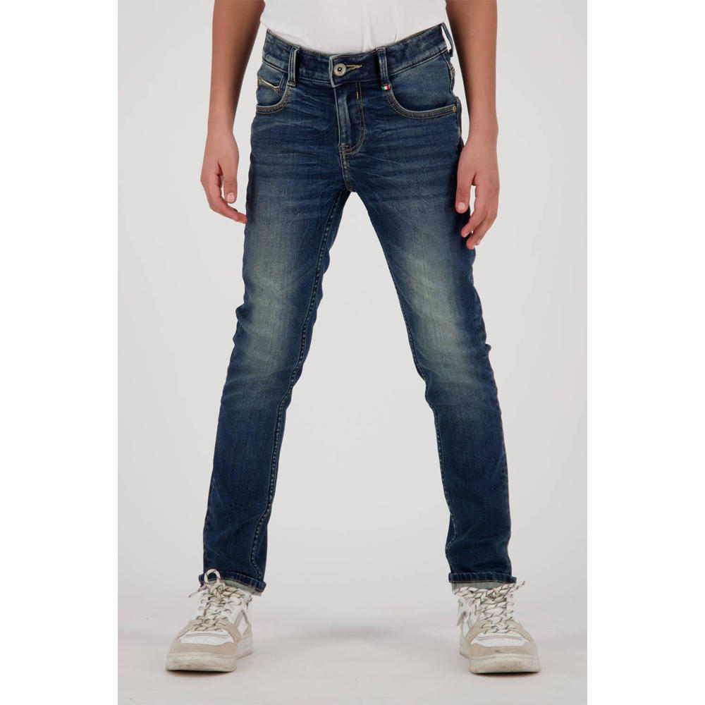 Medium blue denim jongens Vingino skinny jeans Amos van stretchdenim met regular waist en rits- en knoopsluiting