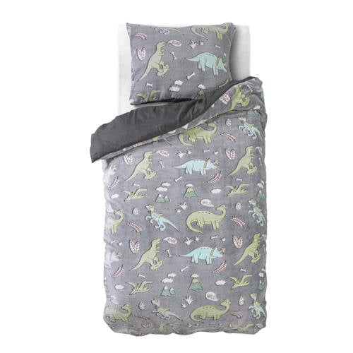 Sleeptime fleece dekbedovertrek 1 persoons (140x220 cm) Grijs Dierenprint