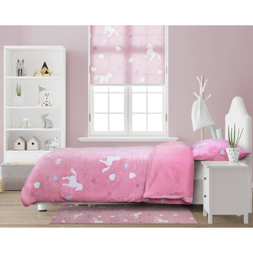 Sleeptime fleece dekbedovertrek 1 persoons (140x220 cm) Roze Dierenprint