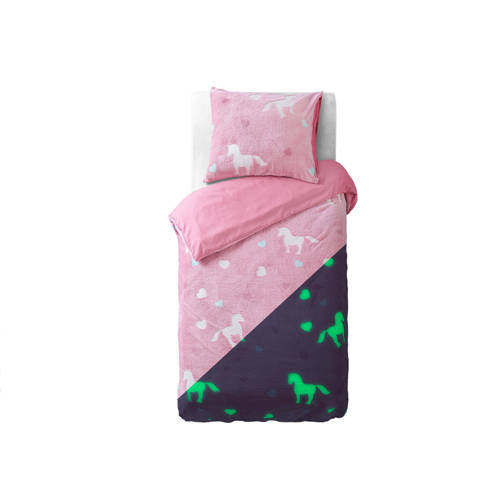 Sleeptime fleece dekbedovertrek 1 persoons (140x220 cm) Roze Dierenprint