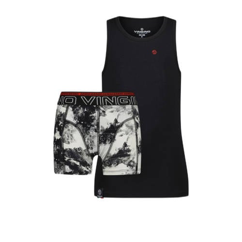 Vingino Bandana hemd + boxershort zwart/wit Top + short Jongens Stretchkatoen Ronde hals