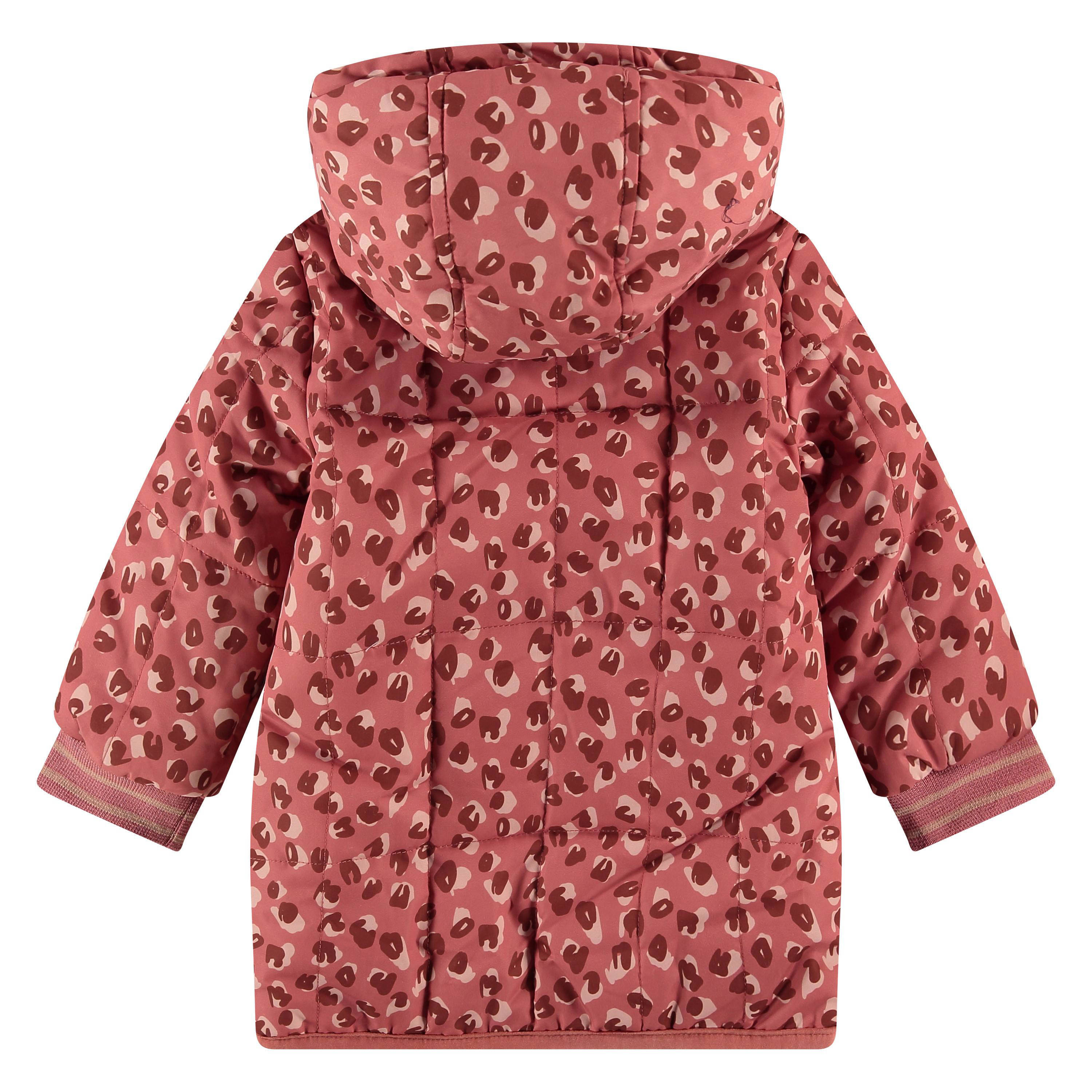 reversible gewatteerde winterjas met dierenprint roze donkerroze