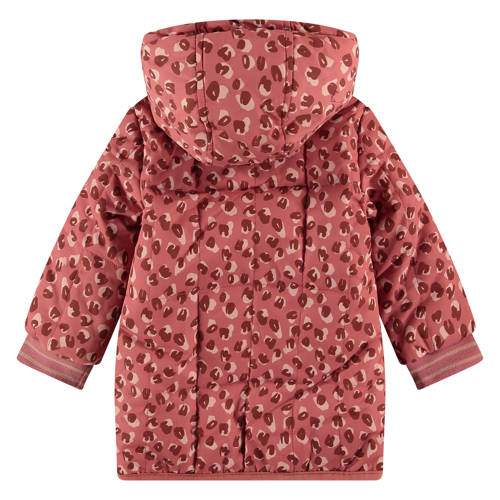 Babyface reversible gewatteerde winterjas met dierenprint roze donkerroze Meisjes Polyester Capuchon 104