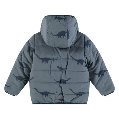 Babyface gewatteerde winterjas met all over print blauw donkerblauw Jongens Polyester Capuchon 104