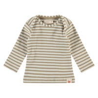 thumbnail: Groen en ecru jongens en meisjes Babyface baby gestreepte longsleeve mosgroen van katoen met lange mouwen en ronde hals