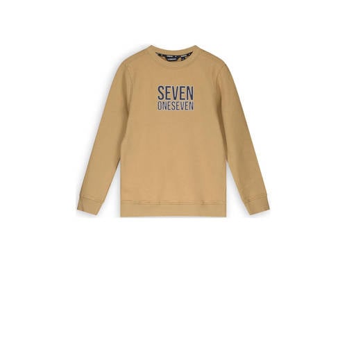 SEVENONESEVEN sweater met printopdruk zand Beige Printopdruk