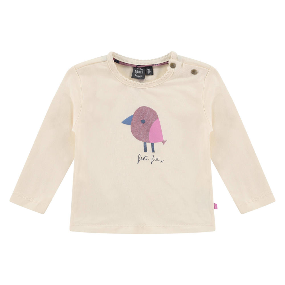 Ecru meisjes Babyface newborn baby longsleeve van duurzaam katoen met printopdruk, ronde hals en drukknoopsluiting