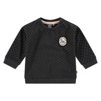 thumbnail: Grijze jongens Babyface newborn baby geruite sweater met lange mouwen, ronde hals en drukknoopsluiting