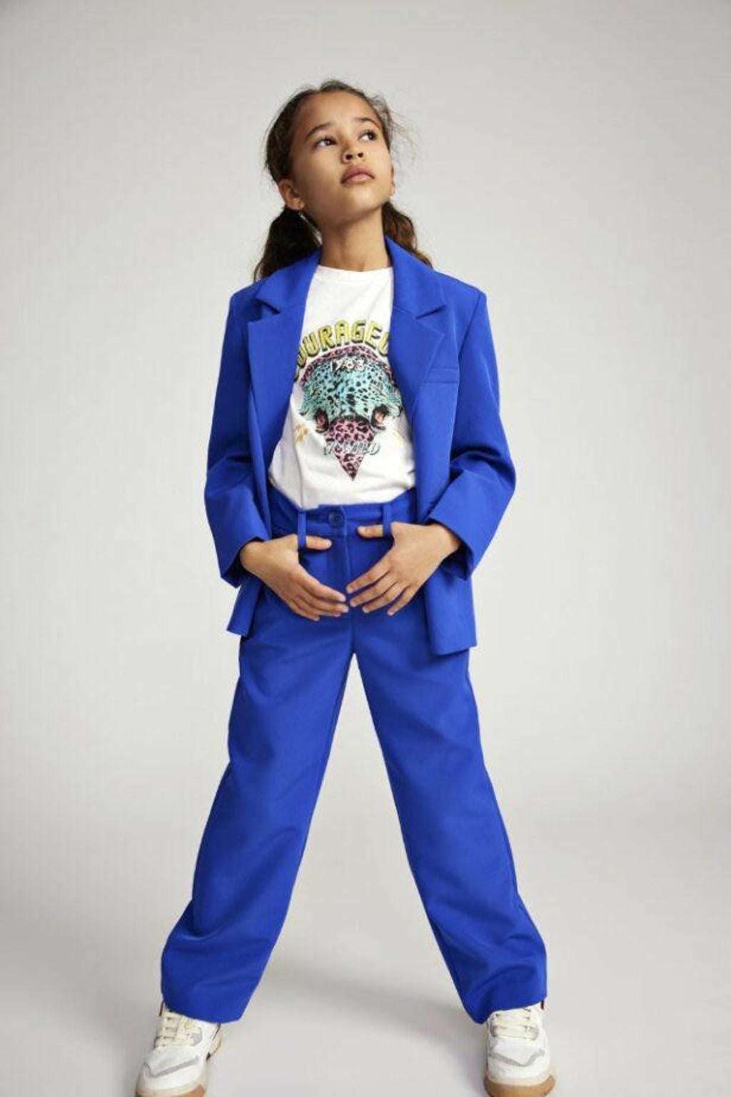 Blauwe meisjes KIDS ONLY GIRL blazer met lange mouwen, reverskraag en knoopsluiting