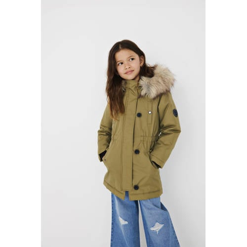 KIDS ONLY GIRL winterjas KOGIRIS lichtgroen Meisjes Polyester Capuchon