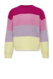 thumbnail: Lila en multikleurige meisjes KIDS ONLY GIRL gestreepte trui multicolor van viscose met lange mouwen en ronde hals