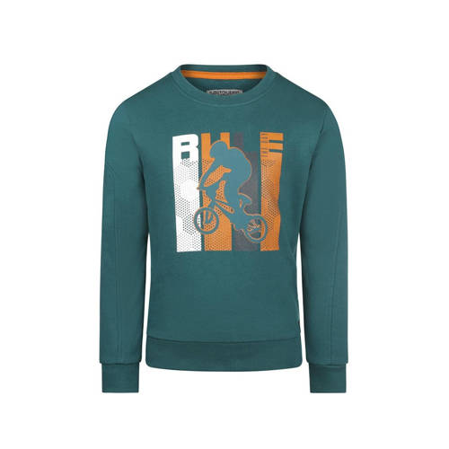 DJ Dutchjeans sweater met printopdruk donkergroen Printopdruk - 92