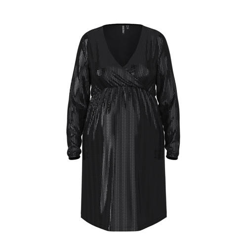 PIECES Maternity zwangerschapsjurk PMSIDDY met glitters zwart Dames Nylon V-hals XS