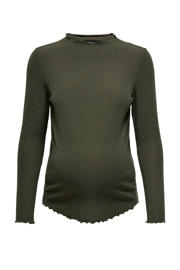 thumbnail: ONLY MATERNITY zwangerschapstop OLMEMMA L/S HIGH NECK TOP JRS met textuur donkergroen