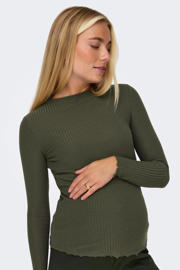 thumbnail: ONLY MATERNITY zwangerschapstop OLMEMMA L/S HIGH NECK TOP JRS met textuur donkergroen