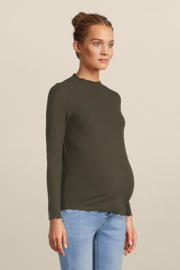 thumbnail: ONLY MATERNITY zwangerschapstop OLMEMMA L/S HIGH NECK TOP JRS met textuur donkergroen