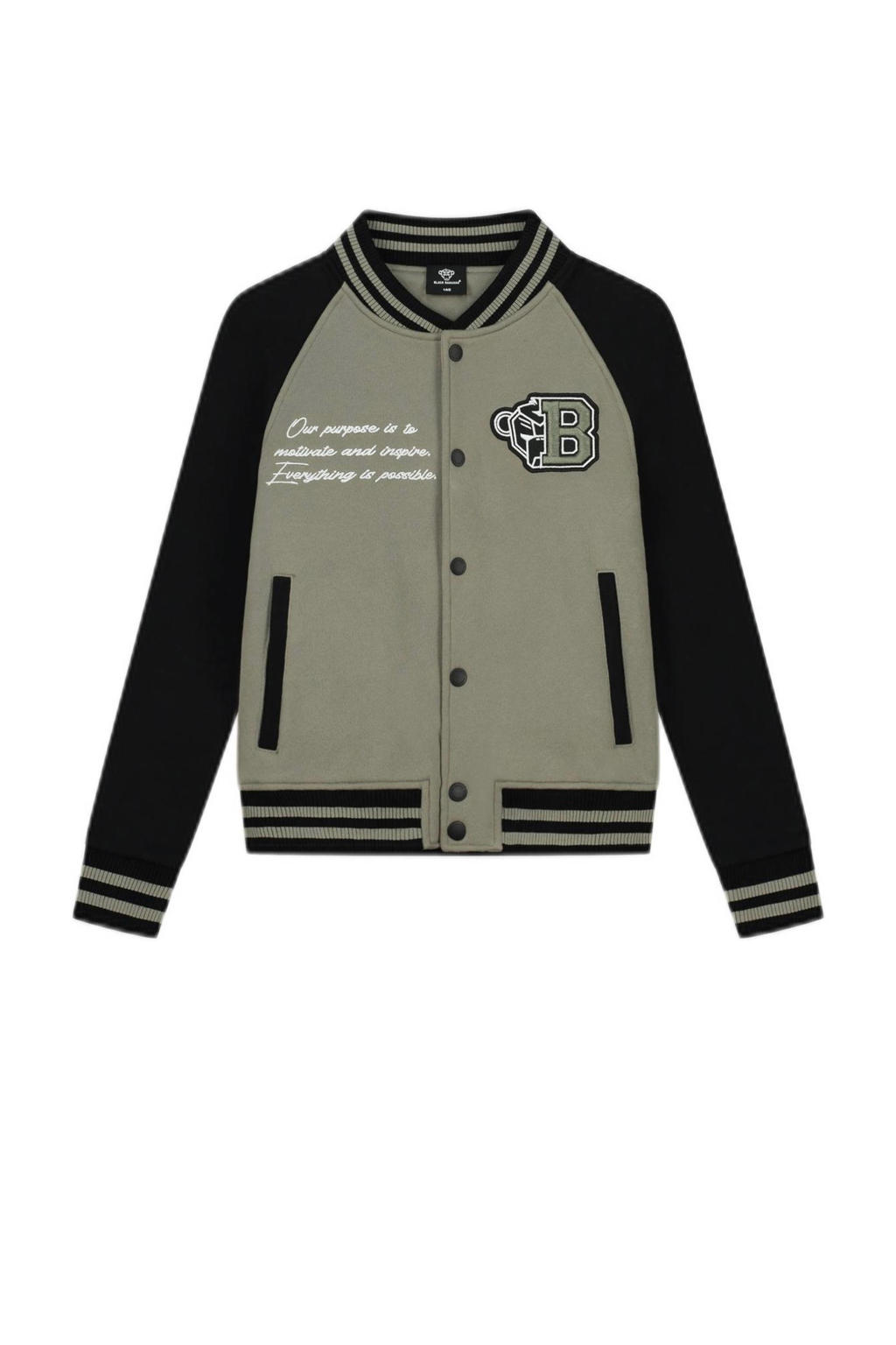 BLACK BANANAS baseball jacket met logo groen/zwart (set van 1