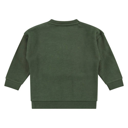 Babyface sweater met printopdruk en 3D applicatie donkergroen Jongens Sweat (duurzaam) Ronde hals 122