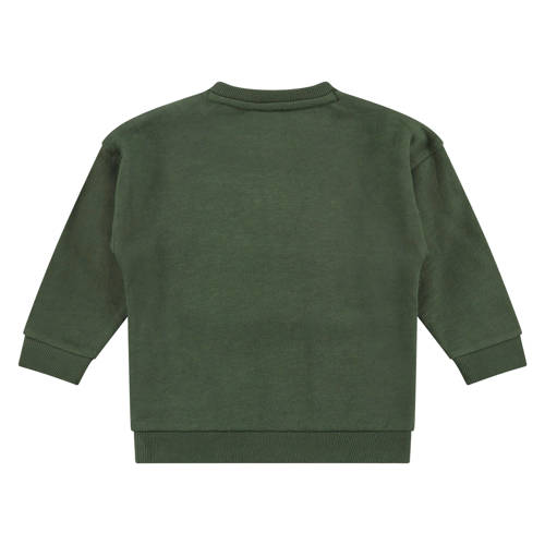 Babyface sweater met printopdruk en 3D applicatie donkergroen Jongens Sweat (duurzaam) Ronde hals 122