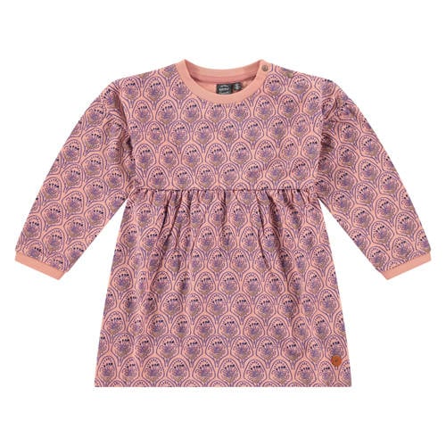 Babyface A-lijn jurk met all over print roze/blauw Meisjes Stretchkatoen Ronde hals - 104