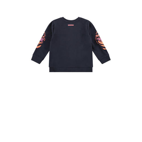 Babyface sweater met printopdruk donkerblauw roze Meisjes Sweat (duurzaam) Ronde hals 110