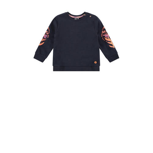Babyface sweater met printopdruk donkerblauw/roze Meisjes Sweat (duurzaam) Ronde hals 