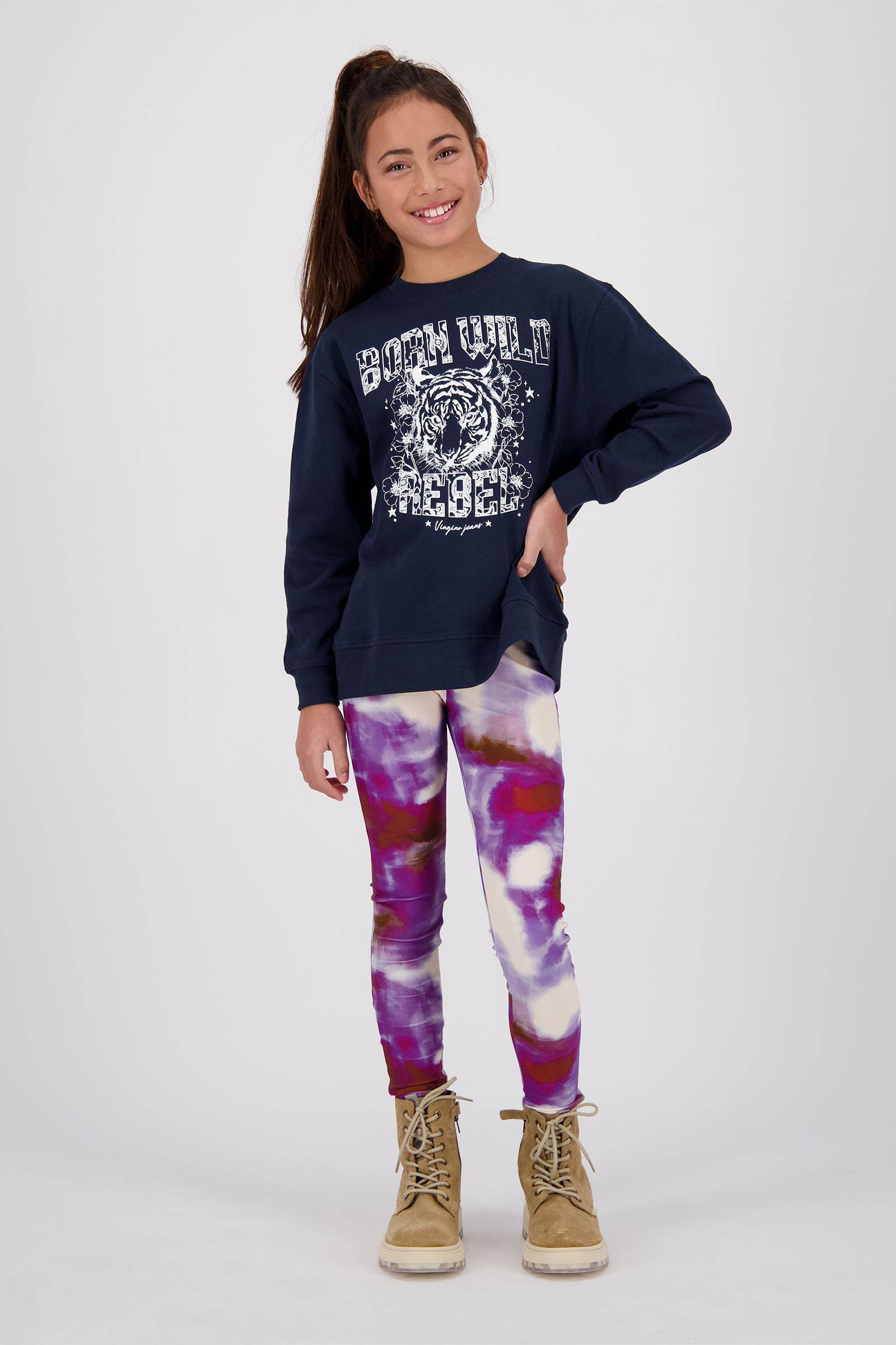 Vingino tie dye legging Shandy paars donkerrood wit kleertjes